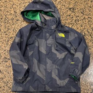 The North Face Kids' Navy and Grey Camo HyVent Rain Jacket
